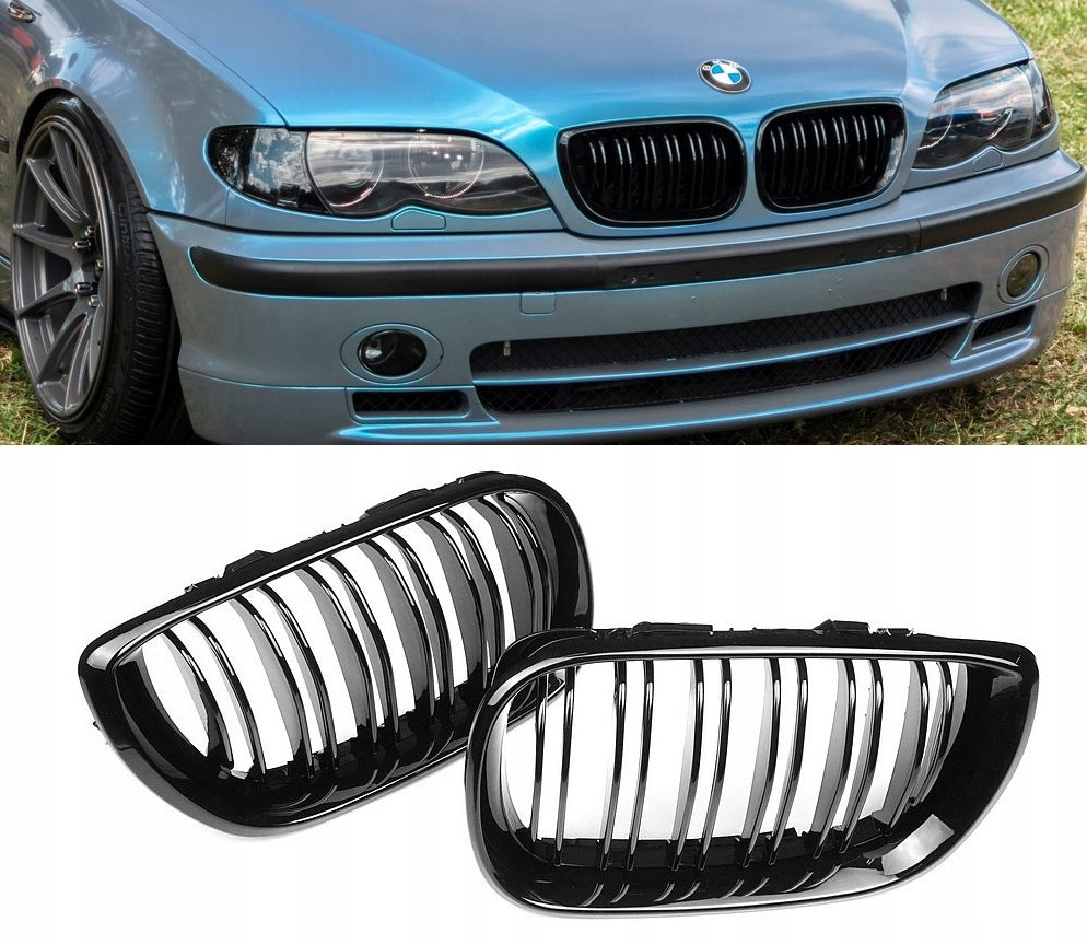 Atrapa Nerki Grill BMW E46 (2002-2006) czarne błyszczące/podwójne