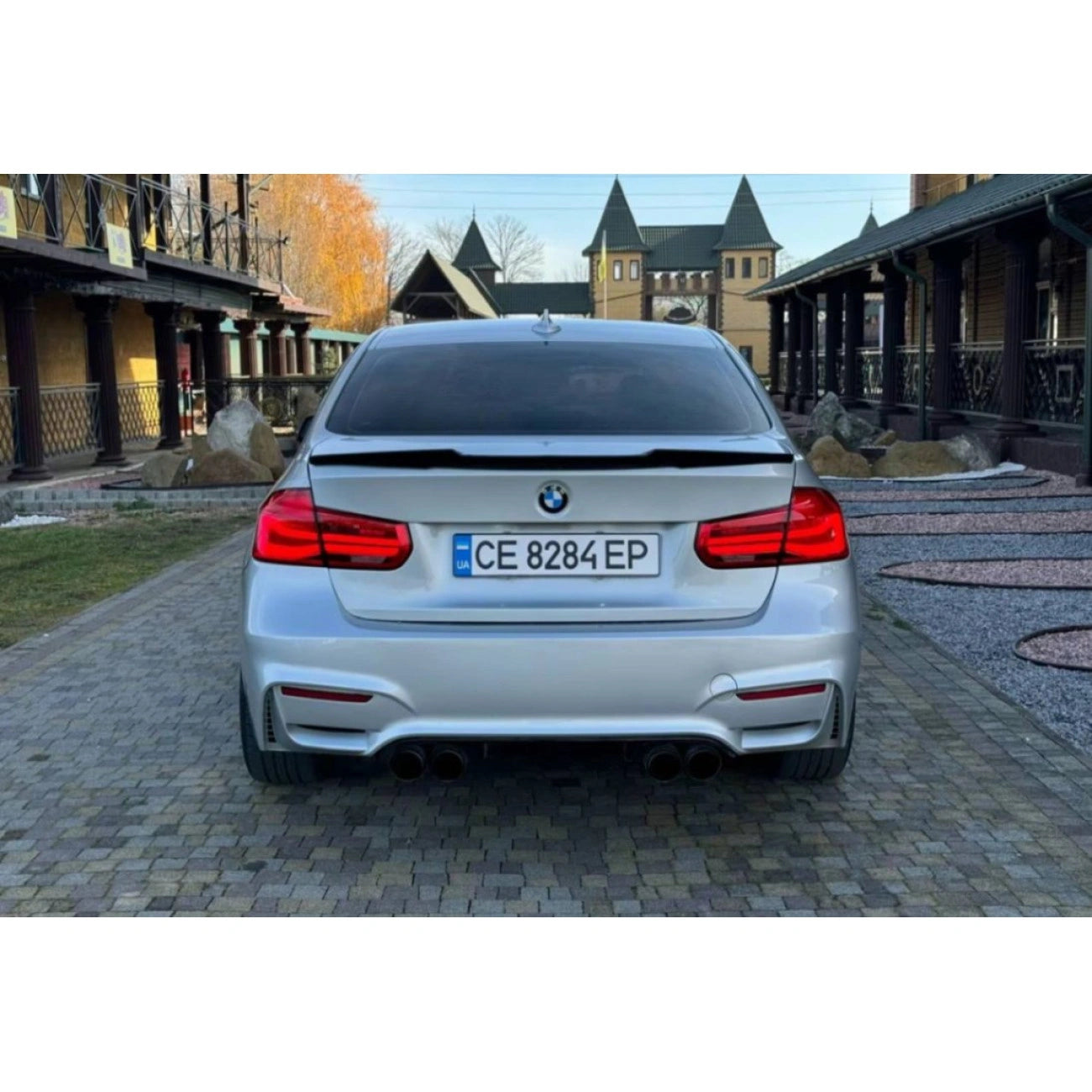 Rear bumper BMW 3-Series F30 M3 style (M3-Look) (2011-2019) with internal markings for parking sensors