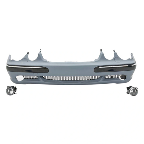 Front bumper assembly Mercedes-Benz W210 in AMG E55 Look style (2000-2002) for headlight washers