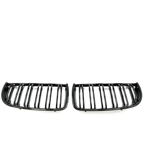 Radiator Grilles (Nostrils) BMW 3-Series E90 E91 (2005-2008) (Gloss Black/Double)