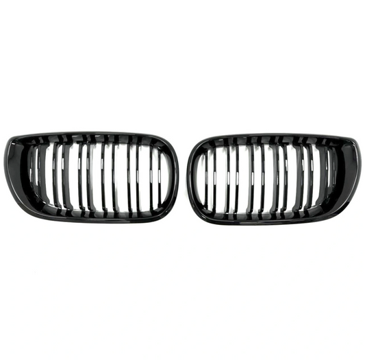 Radiator Grilles (Nostrils) for BMW 3-Series E46 (Gloss Black/Double)