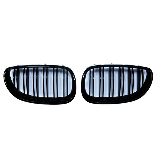 Radiator Grilles (Double) for BMW 5-Series E60 E61 (2003-2010) Black-Gloss
