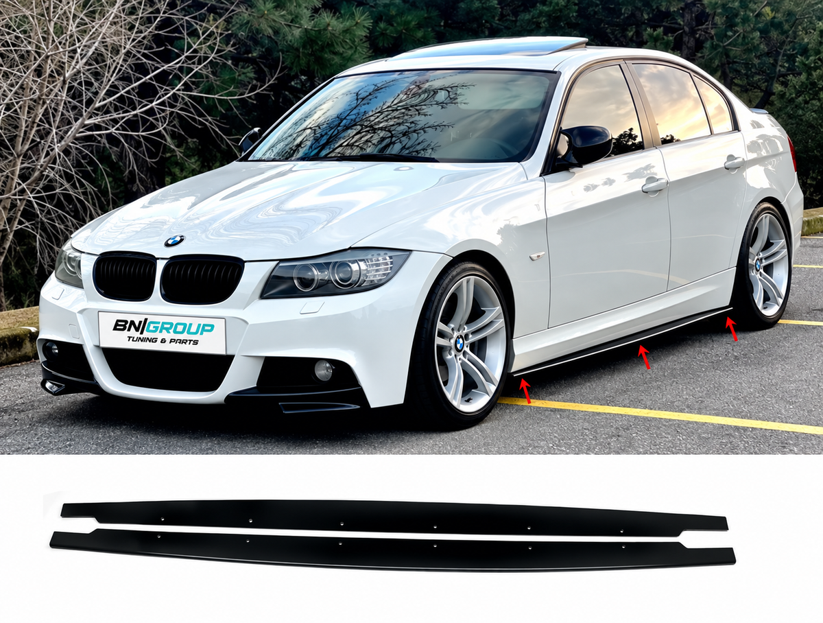 Dokładki Listwy pod progi do BMW E90 E91 w stylu M-Performance 2005–2011 – 2 szt. czarny połysk