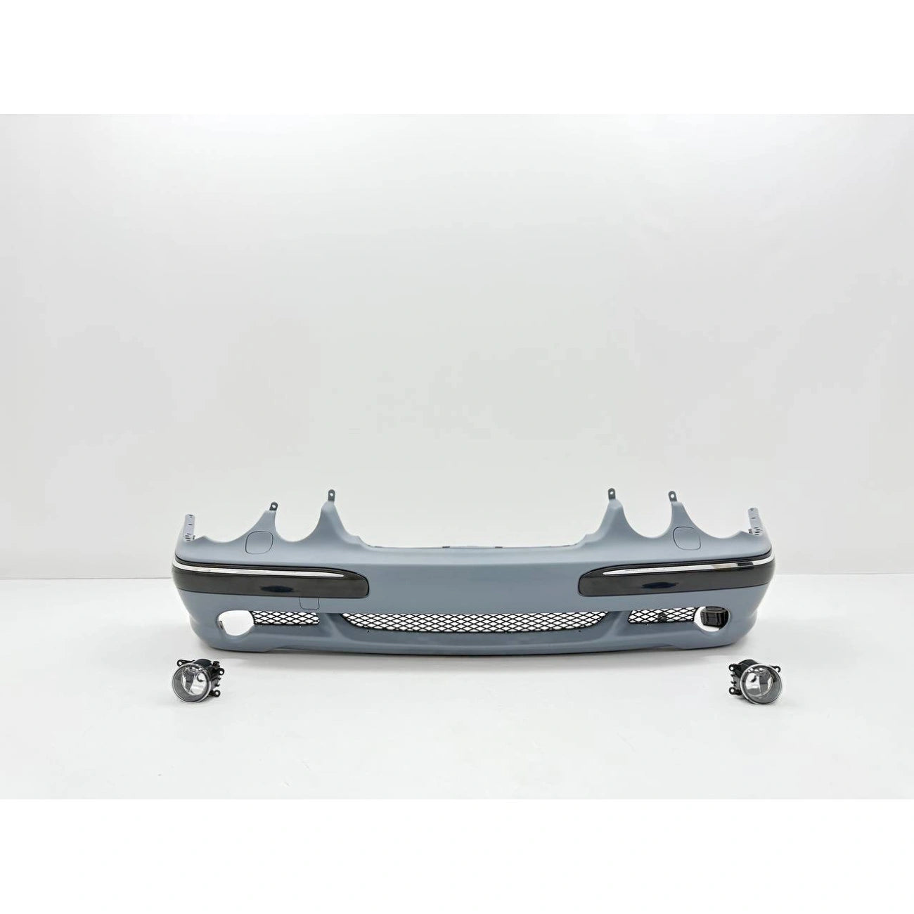 Front bumper assembly Mercedes-Benz W210 in AMG E55 Look style (2000-2002) for headlight washers